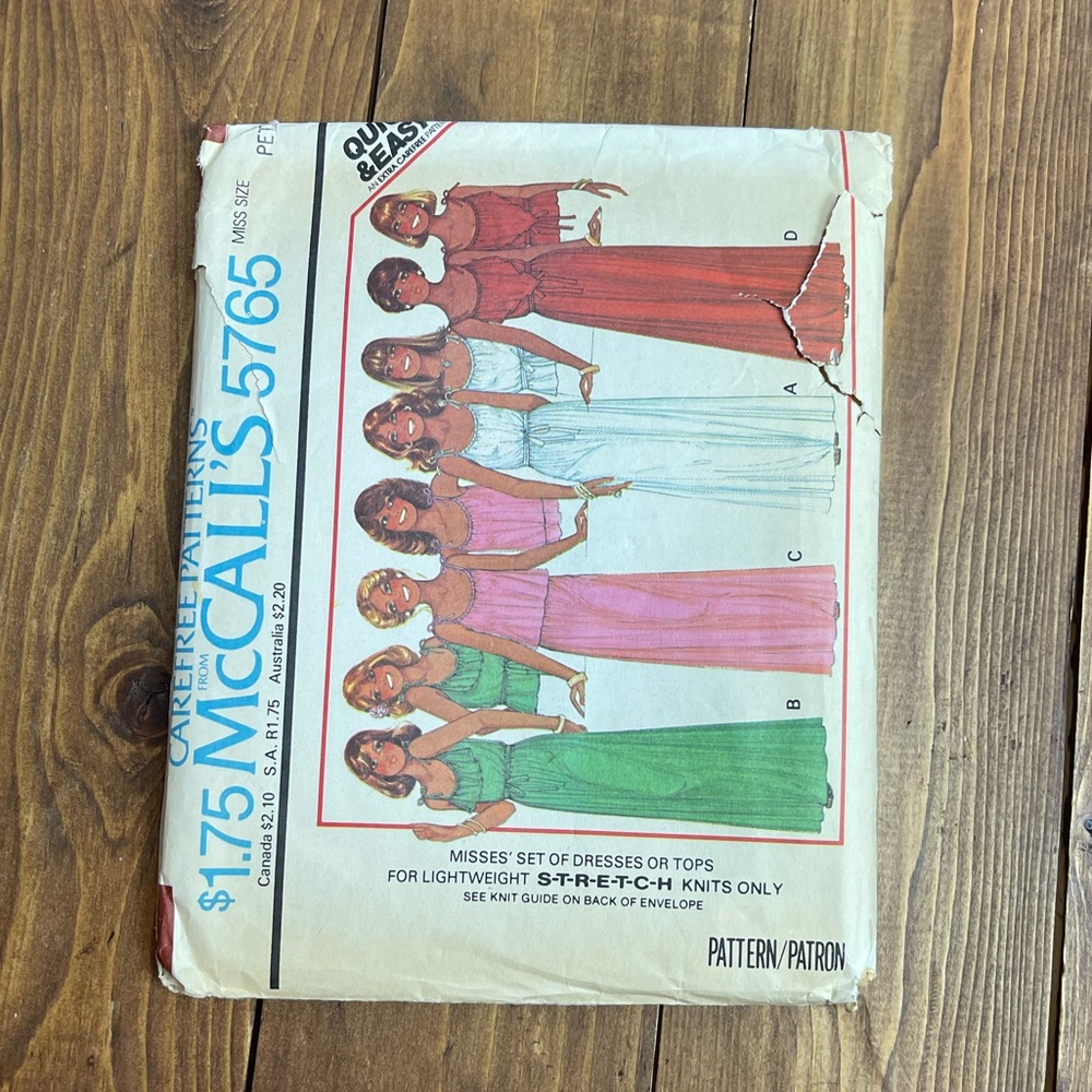 McCalls vintage sewing pattern 5765 size petite maxi sundress pattern